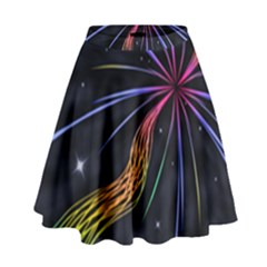 Stars Space Firework Burst Light High Waist Skirt