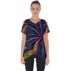 Stars Space Firework Burst Light Cut Out Side Drop Tee by HermanTelo