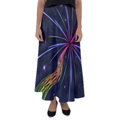 Stars Space Firework Burst Light Flared Maxi Skirt