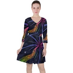 Stars Space Firework Burst Light Ruffle Dress by HermanTelo