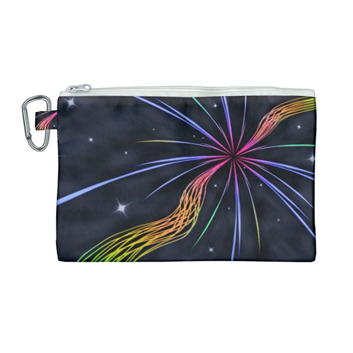 Stars Space Firework Burst Light Canvas Cosmetic Bag (Large)