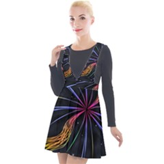 Stars Space Firework Burst Light Plunge Pinafore Velour Dress by HermanTelo