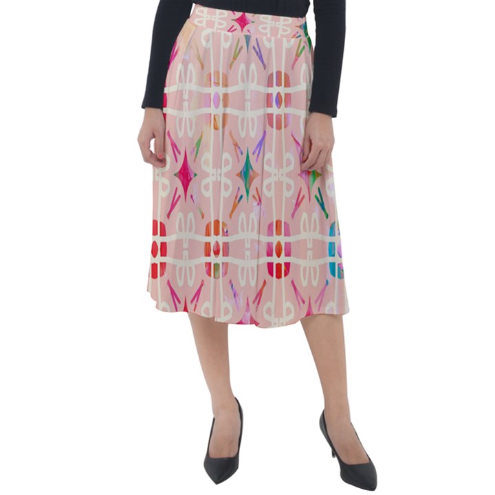 Watercolour Watercolor Paint Ink Classic Velour Midi Skirt 