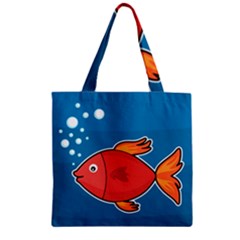 Sketch Nature Water Fish Cute Zipper Grocery Tote Bag