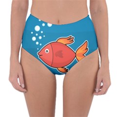 Sketch Nature Water Fish Cute Reversible High-waist Bikini Bottoms