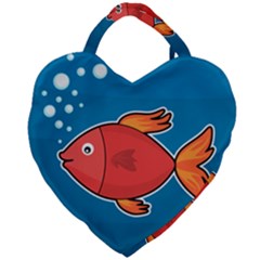Sketch Nature Water Fish Cute Giant Heart Shaped Tote by HermanTelo