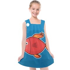 Sketch Nature Water Fish Cute Kids  Cross Back Dress