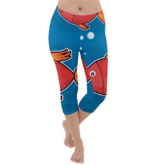 Sketch Nature Water Fish Cute Lightweight Velour Capri Yoga Leggings