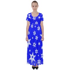 Star Background Pattern Advent High Waist Short Sleeve Maxi Dress by HermanTelo