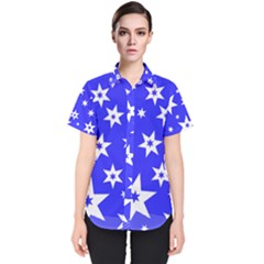Star Background Pattern Advent Women s Short Sleeve Shirt