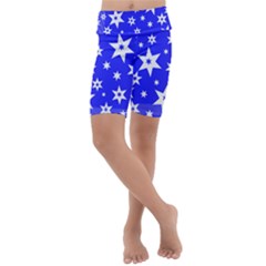 Star Background Pattern Advent Kids  Lightweight Velour Cropped Yoga Leggings by HermanTelo