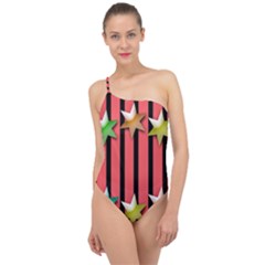 Star Christmas Greeting Classic One Shoulder Swimsuit