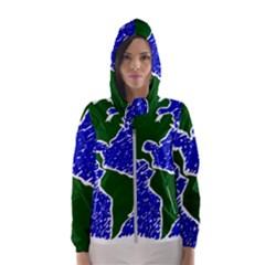 Globe Drawing Earth Ocean Women s Hooded Windbreaker