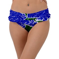 Globe Drawing Earth Ocean Frill Bikini Bottom