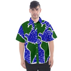 Globe Drawing Earth Ocean Men s Short Sleeve Shirt