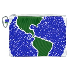 Globe Drawing Earth Ocean Canvas Cosmetic Bag (xl) by HermanTelo