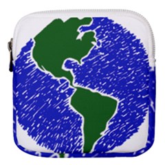 Globe Drawing Earth Ocean Mini Square Pouch by HermanTelo