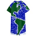 Globe Drawing Earth Ocean Kids  Boyleg Half Suit Swimwear View2