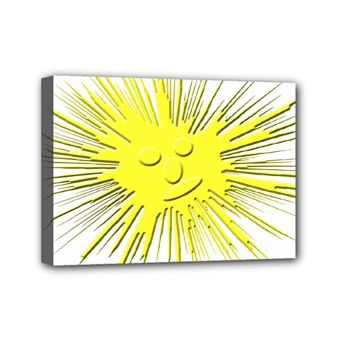 Smilie Sun Emoticon Yellow Cheeky Mini Canvas 7  X 5  (stretched) by HermanTelo