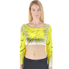 Smilie Sun Emoticon Yellow Cheeky Long Sleeve Crop Top by HermanTelo