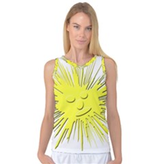 Smilie Sun Emoticon Yellow Cheeky Women s Basketball Tank Top