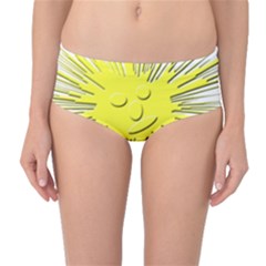Smilie Sun Emoticon Yellow Cheeky Mid-waist Bikini Bottoms by HermanTelo