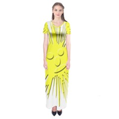 Smilie Sun Emoticon Yellow Cheeky Short Sleeve Maxi Dress