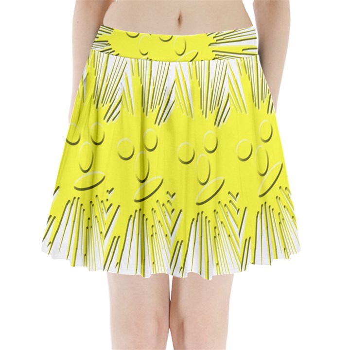 Smilie Sun Emoticon Yellow Cheeky Pleated Mini Skirt