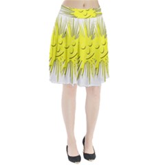Smilie Sun Emoticon Yellow Cheeky Pleated Skirt by HermanTelo