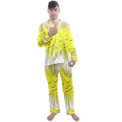 Smilie Sun Emoticon Yellow Cheeky Men s Satin Pajamas Long Pants Set