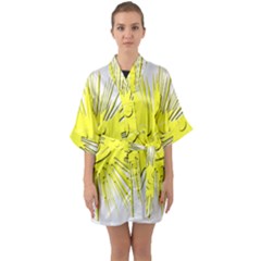 Smilie Sun Emoticon Yellow Cheeky Quarter Sleeve Kimono Robe by HermanTelo