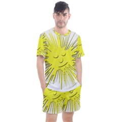 Smilie Sun Emoticon Yellow Cheeky Men s Mesh Tee And Shorts Set