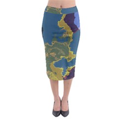 Map Geography World Midi Pencil Skirt