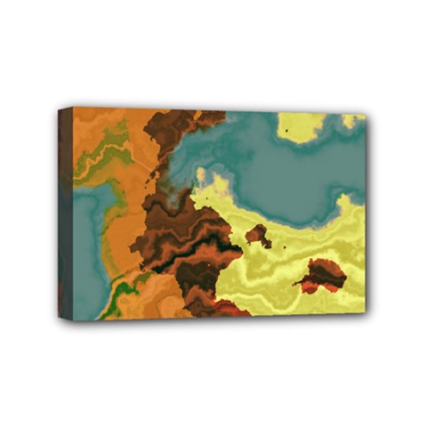 Map Geography World Yellow Mini Canvas 6  X 4  (stretched) by HermanTelo