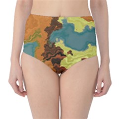 Map Geography World Yellow Classic High-waist Bikini Bottoms