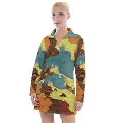 Map Geography World Yellow Women s Long Sleeve Casual Dress by HermanTelo