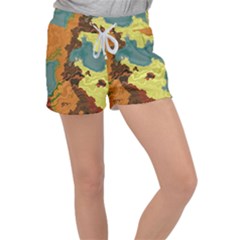 Map Geography World Yellow Women s Velour Lounge Shorts