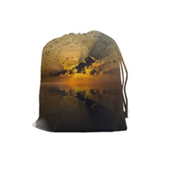 Sunset Reflection Birds Clouds Sky Drawstring Pouch (large)