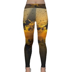 Sunset Reflection Birds Clouds Sky Classic Yoga Leggings