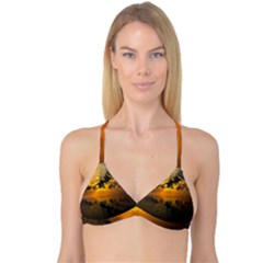 Sunset Reflection Birds Clouds Sky Reversible Tri Bikini Top