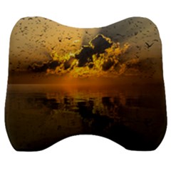 Sunset Reflection Birds Clouds Sky Velour Head Support Cushion