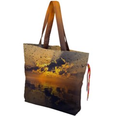 Sunset Reflection Birds Clouds Sky Drawstring Tote Bag