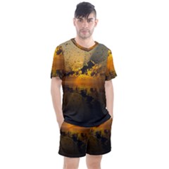 Sunset Reflection Birds Clouds Sky Men s Mesh Tee And Shorts Set