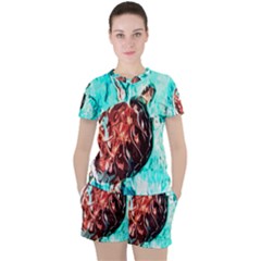 Tortoise Marine Animal Shell Sea Women s Tee And Shorts Set