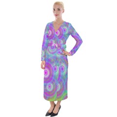 Circle Colorful Pattern Background Velvet Maxi Wrap Dress