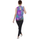 Circle Colorful Pattern Background Mock Neck Chiffon Sleeveless Top View2