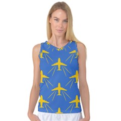 Aircraft Texture Blue Yellow Women s Basketball Tank Top