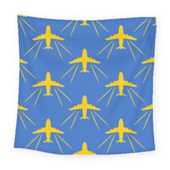 Aircraft Texture Blue Yellow Square Tapestry (large) by HermanTelo