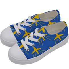 Aircraft Texture Blue Yellow Kids  Low Top Canvas Sneakers