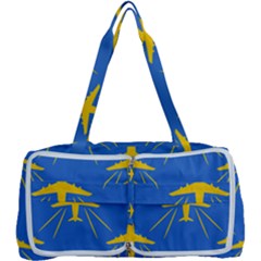 Aircraft Texture Blue Yellow Multi Function Bag by HermanTelo